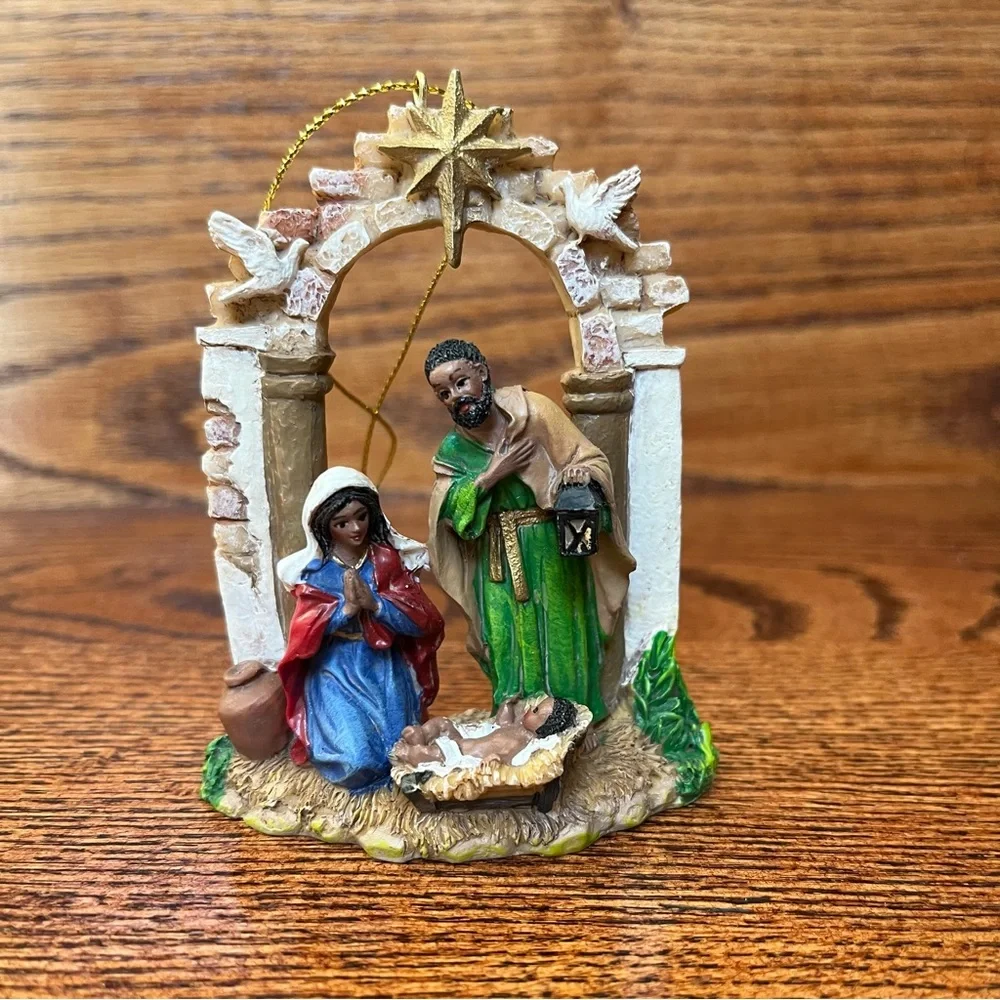 African American Holy Family Christmas Holiday Ornament